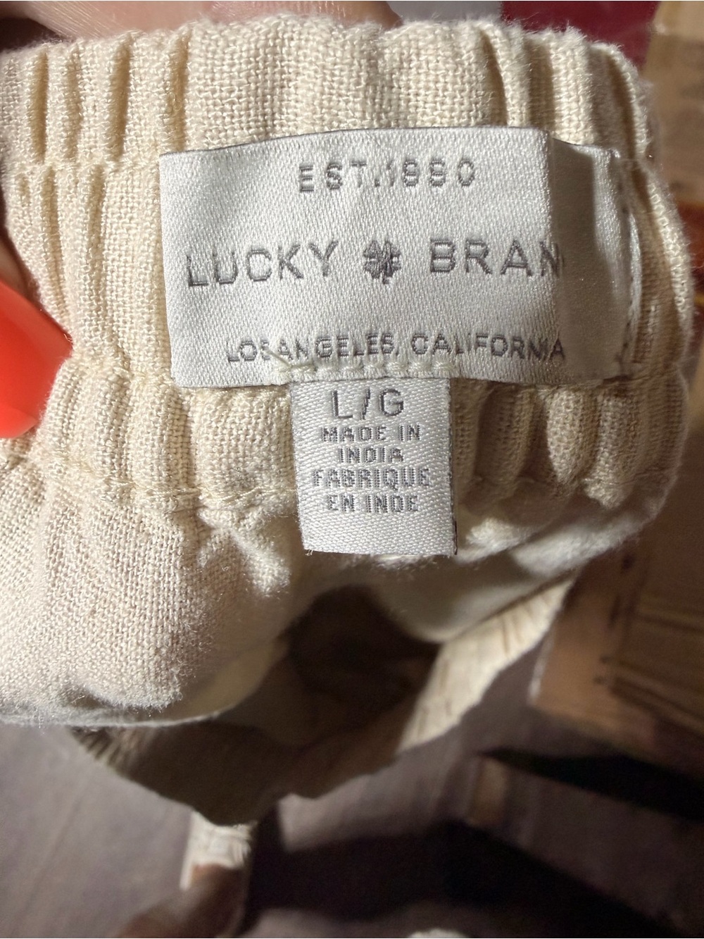 Women's Lucky Brand Linen Cream Pants - Picture 3 of 3